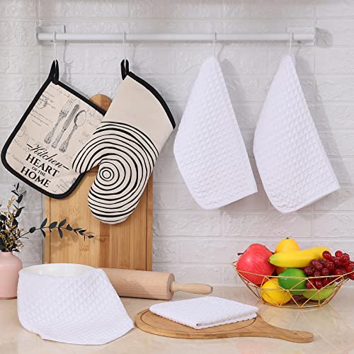 Homaxy Premium Microfiber Waffle Weave Kitchen Dish Cloths, 12 x 12 Inch Ultra Absorbent and Solid Color Dish Towels for Kitchen Fast Drying Dishcloth for Washing Dishes, 6 Pack, White