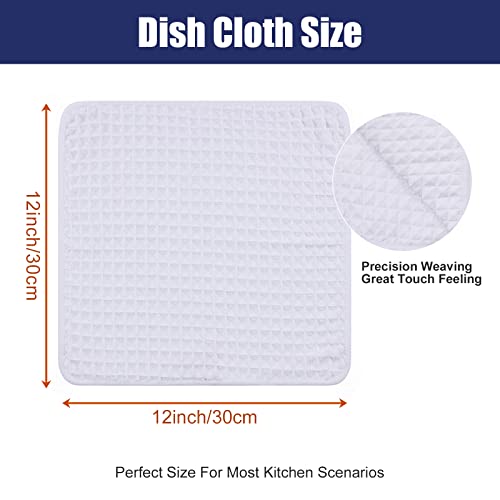 Homaxy Premium Microfiber Waffle Weave Kitchen Dish Cloths, 12 x 12 Inch Ultra Absorbent and Solid Color Dish Towels for Kitchen Fast Drying Dishcloth for Washing Dishes, 6 Pack, White