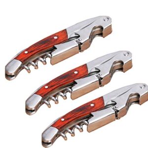 Professional Waiter Corkscrew Wine Key for Bartenders Set of 3,With Long Rosewood Handle Stainless Steel Handle Wine Opener for Bar Restaurant Waiters, Sommelier, Bartend