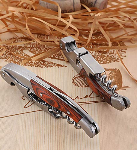 Professional Waiter Corkscrew Wine Key for Bartenders Set of 3,With Long Rosewood Handle Stainless Steel Handle Wine Opener for Bar Restaurant Waiters, Sommelier, Bartend