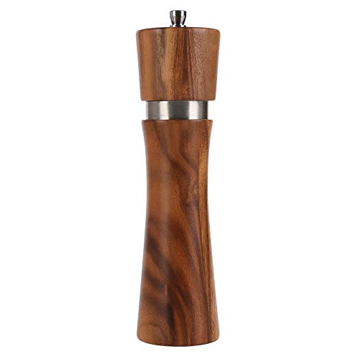 Wood Pepper Grinder - VanlonPro 8 Inch Pepper Mill with Adjustable Coarseness, Ceramic/Stainless Steel Grinding Salt Mill Refillable, Manual Salt and Pepper Shakers Spice Tools for your kitchen