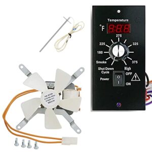 hisencn grill inducer induction fan kit and digital thermostat kit replacement parts for traeger wood pellet grill models, combustion fan, digital thermometer pro controller