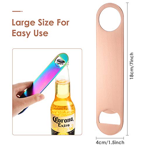 4 Pieces Flat Bottle Opener Stainless Steel, heavy Duty Bottle Opener Bartender 7inch Beer Bottle Opener for Bar Bartenders Men Women Kitchen Party