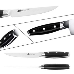 TUO Steak Knife - 5 inch Professional Kitchen Steak Knife Set 4 Table Dinner Knife - German HC Stainless Steel - Non Slip Pakkawood Handle - BLACK HAWK SERIES Including Gift Box