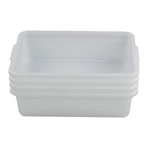 joyeen wash basin tub, plastic dish pan 8 liter, white bus tubs, set of 4