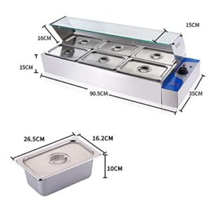 220V Commercial Food Warmer,Food Soup Warmer Stove Commercial Canteen Buffet Steam Heater with Glass Shield,for Catering and Restaurants