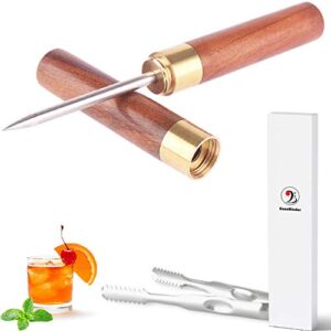 ice picks in gift box - premium stainless steel ice picks kitchen tool with wooden handle safety cover portable for bars restaurant home bartender picnics camping, 1pcs (rosewood 6.7")