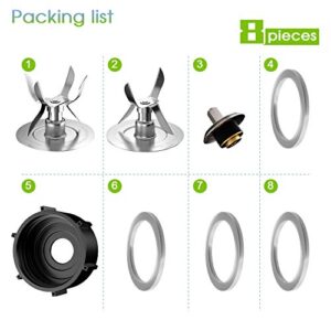 8 Pieces Replacement Part Ice Blades 4961 4980 Jar Bottom Cap 4902 Rubber Gaskets and Coupling Stud Slinger Pin Kit Compatible with Oster & Osterizer Blender Accessories