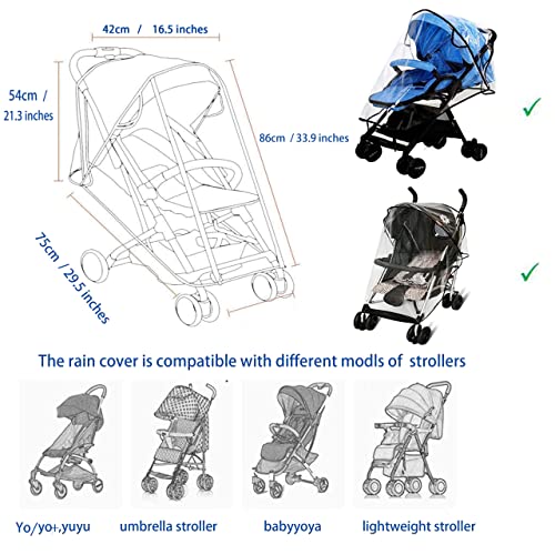 Stroller Rain Cover Universal Stroller Cover for Toddler Umbrella Stroller LLUFO Waterproof Snow Wind Weather Shield,Food Grade EVA No Odor