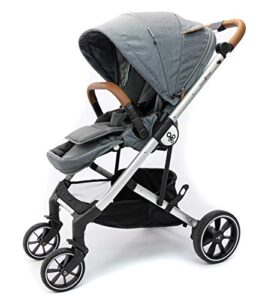 icon baby stroller - compact stroller for travel with adjustable footrest, ventilated canopy and reversible seat - by primo passi (grey melange)