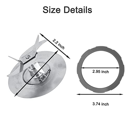 JOYSOG Blender Blade Replacement for Oster Blender, Stainless Mixer Blender Blade Jar Bottom Base Cap Gasket for Oster Pro 1200 Blender Replacement Parts