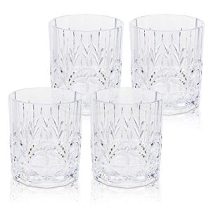 bellaforte shatterproof tritan plastic short tumbler, set of 4, 13oz - myrtle beach drinking glasses, unbreakable glasses for indoor and outdoor use - bpa free - clear
