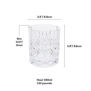 BELLAFORTE Shatterproof Tritan Plastic Short Tumbler, Set of 4, 13oz - Myrtle Beach Drinking Glasses, Unbreakable Glasses for Indoor and Outdoor Use - BPA Free - Clear