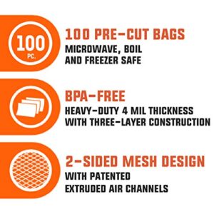 PrimalTek 6” x 10” Pre-Cut Vacuum Bags – 100 Pint Bags for Food Preservation – BPA-Free Vacuum Sealer Bags, Microwave, Freezer and Boil Safe, Compatible with any Vacuum Sealer Machine