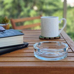 Fargus Glass Ashtrays for Cigarettes, Portable Decorative Modern Ashtray for Home Office Indoor Outdoor Patio Use, Fancy Cute Cool Ash Tray, Pack of 2 (Clear)