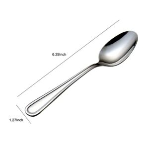 HISSF Teaspoons Stainless Steel 18/0 Tea Spoons 6 Pcs, 6.29 Inches For Home, Kitchen Restaurant, Slilver