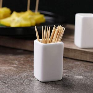 Sizikato 2pcs Simple Pure White Square Ceramic Toothpick Holder.