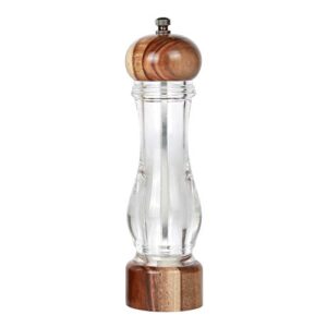 kkc home accents wooden sea salt grinder,salt mill,coarse salt grinder,wood and acrylic,refillable salt grinder mill for pink himalayan salt or pepper,adjustable coarseness fine to coarse,8 inch