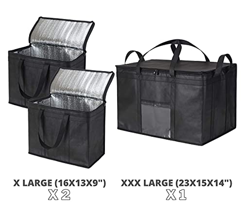 NZ home Ultimate Food Delivery Bags Bundle XL Insulated Bags 2 Pack + XXXL Insulated Bags 1 Pack