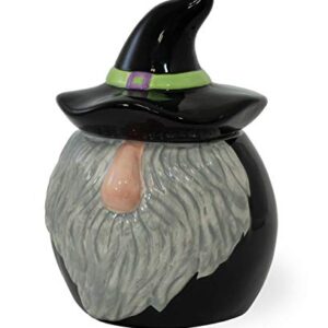 Boston International Halloween Ceramic Snack Jar with Lid, 5.5 x 8.5-Inches, Wizard Gnome