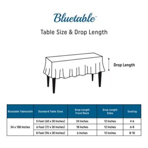 White Plastic Tablecloth Disposable Table Cloths Rectangle Tables - Heavy Duty (54” x 108”) 6 Foot or 8 Foot Tables, Birthday Parties Christmas Party [6 Pack]