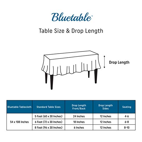 White Plastic Tablecloth Disposable Table Cloths Rectangle Tables - Heavy Duty (54” x 108”) 6 Foot or 8 Foot Tables, Birthday Parties Christmas Party [6 Pack]