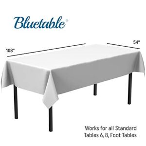 White Plastic Tablecloth Disposable Table Cloths Rectangle Tables - Heavy Duty (54” x 108”) 6 Foot or 8 Foot Tables, Birthday Parties Christmas Party [6 Pack]