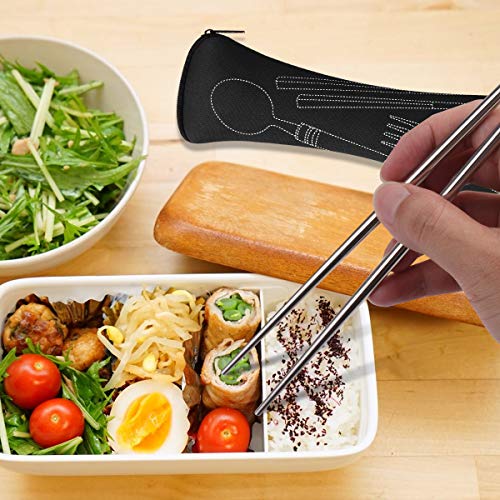 Arroyner 3 Pack Reusable Flatware Sets Knife, Fork, Spoon, Chopsticks, 12Pcs Portable Travel Stainless Steel Tableware Dinnerware with Carrying Case