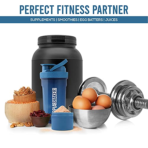 Utopia Home 2-Pack Shaker Bottle - 24 Ounce Protein Shaker Bottle for Pre & Post workout drinks - Classic Protein Mixer Shaker Bottle with Twist and Lock Protein Box Storage (All Navy & Clear/Navy)