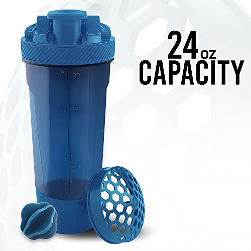 Utopia Home 2-Pack Shaker Bottle - 24 Ounce Protein Shaker Bottle for Pre & Post workout drinks - Classic Protein Mixer Shaker Bottle with Twist and Lock Protein Box Storage (All Navy & Clear/Navy)