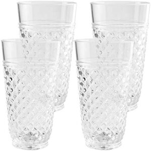 pg drinkware collection - premium quality super clear acrylic 20oz plastic water tumblers - set 4