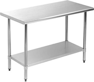 kitchen work table stainless steel metal commercial nsf scratch resistent and antirust work table with adjustable table toot, nsf multipurpose use best kitchen work table workstations - (24" x 48")