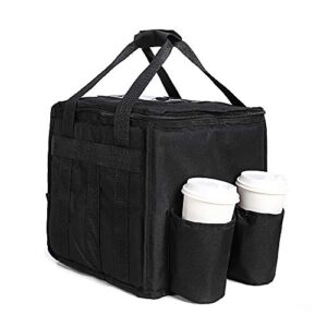 ogefoted large insulated food delivery bag with cup holders, foldable heavy duty food warmer grocery bag for camping catering restaurants