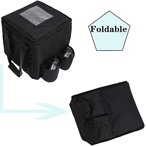 OGEFOTED Large Insulated Food Delivery Bag with Cup Holders, Foldable Heavy Duty Food Warmer Grocery Bag for Camping Catering Restaurants