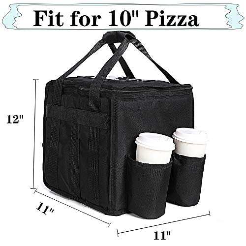 OGEFOTED Large Insulated Food Delivery Bag with Cup Holders, Foldable Heavy Duty Food Warmer Grocery Bag for Camping Catering Restaurants