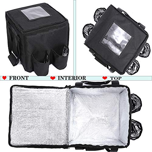 OGEFOTED Large Insulated Food Delivery Bag with Cup Holders, Foldable Heavy Duty Food Warmer Grocery Bag for Camping Catering Restaurants