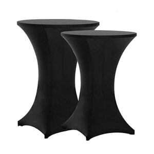 tina 2 pack 30x42 inch highboy spandex cocktail table cover black, fitted stretch cocktail tablecloth for round tables (2pc 30x42 black)