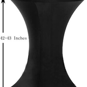 Tina 2 Pack 30X42 Inch Highboy Spandex Cocktail Table Cover Black, Fitted Stretch Cocktail Tablecloth for Round Tables (2PC 30X42 Black)