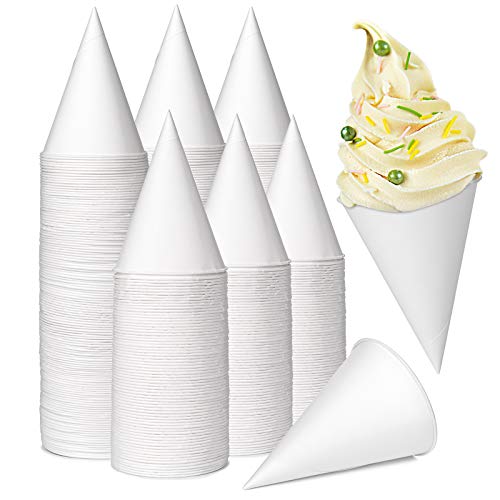 Yopay 600 Pack Cone Water Cups, 4OZ Disposable Dispenser Paper Snow Cups for Shaved Ice, Office Water Cooler, Sports Teams or Fundraisers, Craft Funnels for Oil or Protein Powder Drinks, White