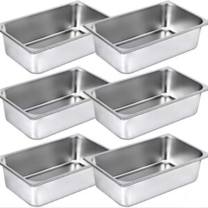 HVUE Upgrade Set of 6 Hotel Pan 6 inch Deep Steam Table Pan Full Size 20x12x6 Inch Stainless Steel Anti Jam Steam Table Pan Hotel Pan for Hotels Restaurant(6 PCS 20x12x6in)