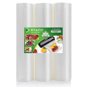 wvacfre 3pack 8''x20' food vacuum sealer bags rolls with commercial grade,bpa free,heavy duty,great for food vac storage or sous vide cooking