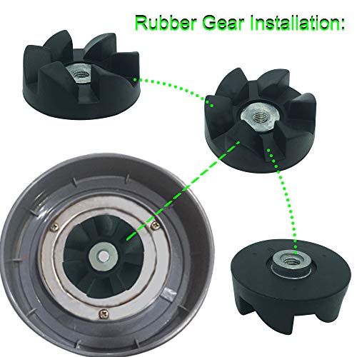 Top Base Gear & Rubber Blade Gear with Shock Pad by DTAIR Replacement for NutriBullet 600W 900W Blender NB-101B NB-101S NB-201(Set of 2)