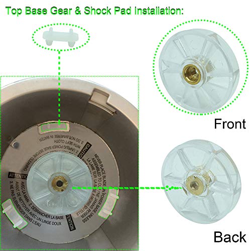 Top Base Gear & Rubber Blade Gear with Shock Pad by DTAIR Replacement for NutriBullet 600W 900W Blender NB-101B NB-101S NB-201(Set of 2)