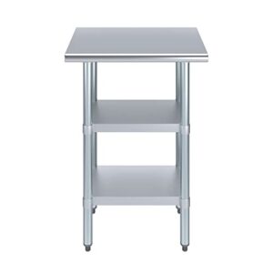 AmGood Stainless Steel Work Table with 2 Shelves | NSF | Metal Utility Table (24" Long x 18" Deep)