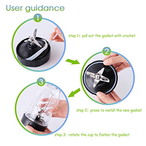 7-Fins Extractor Blade Assembly with Rubber Gasket Blender Replacement Parts Compatible with Nurti Ninja Blenders Auto iQ BL480 BL482 BL642 BL682 NN102