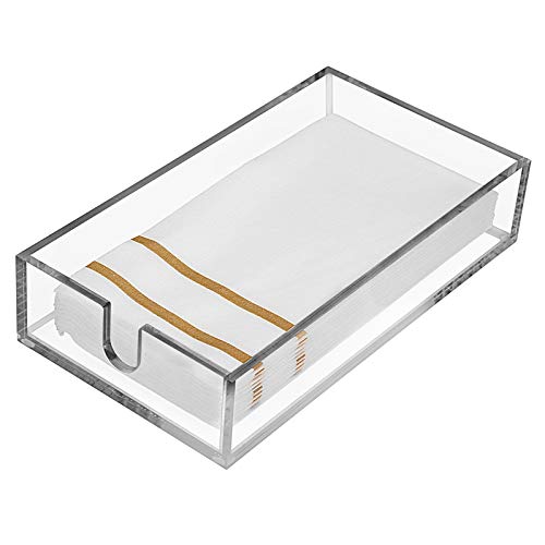 Acrylic Guest Towel Napkin Holder – Acrylic Holder for Disposable Hand Towels for Bathroom – Clear Paper Towel Dispenser Modern Storage Tray – Perfect Tray for Napkins. by Fete.