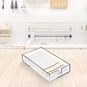 Acrylic Guest Towel Napkin Holder – Acrylic Holder for Disposable Hand Towels for Bathroom – Clear Paper Towel Dispenser Modern Storage Tray – Perfect Tray for Napkins. by Fete.