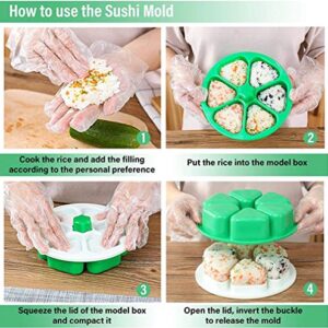 6 in 1 Onigiri Mold Triangle Sushi Mold, Sushi Mold Case DIY Onigiri Maker, Able to Make up to 6 Triangular Sushi at The Same Time Quickly And Easily