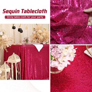 Eternal Beauty Sequin Tablecloth, 60x102 Rectangle Sequin Tablecloth for Party Cake Dessert Table Exhibition Events,Hot Pink