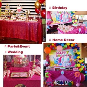 Eternal Beauty Sequin Tablecloth, 60x102 Rectangle Sequin Tablecloth for Party Cake Dessert Table Exhibition Events,Hot Pink